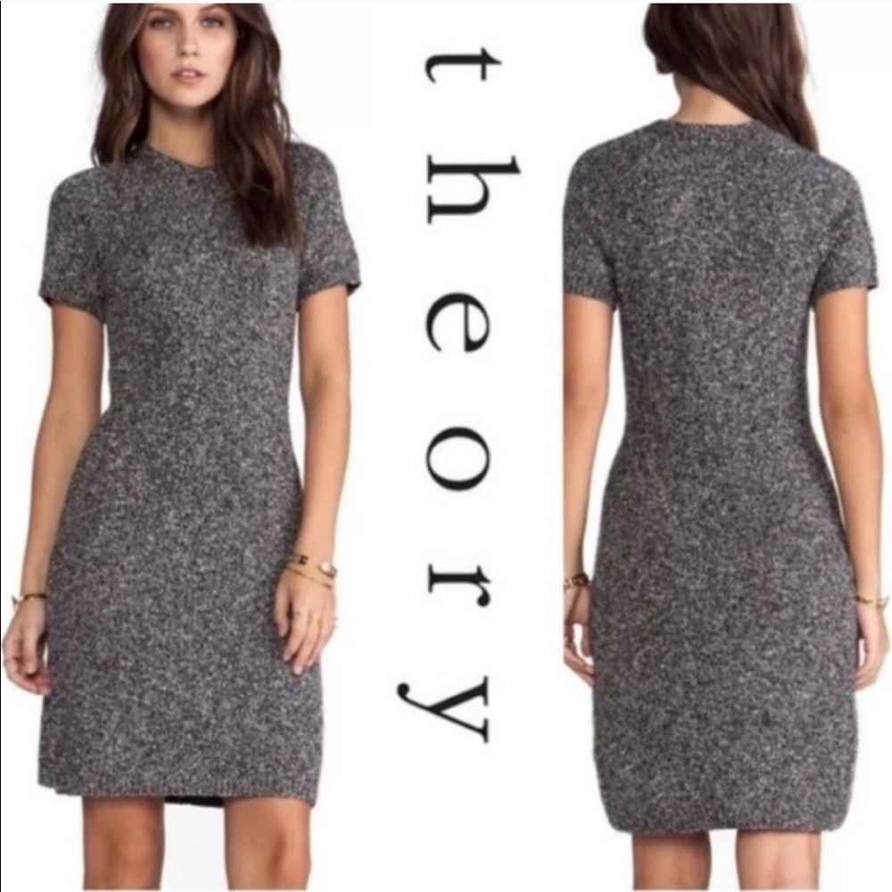 Theory woman’s Cecile B Body-con grey/ black sweater dress